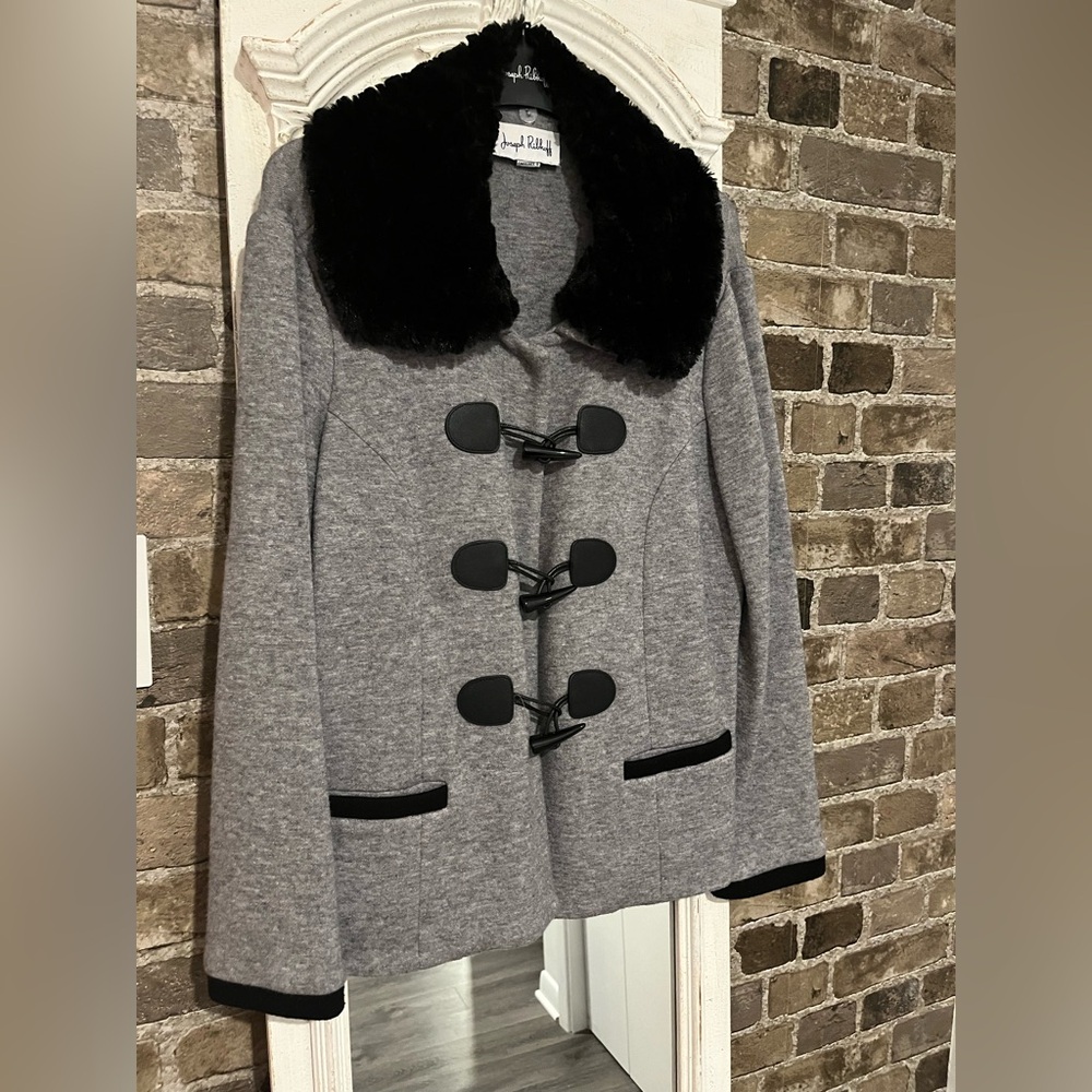 Joseph Ribkoff Gray & Black Women's Sweater Coat